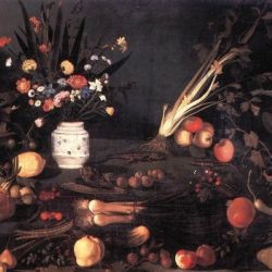 Still life with flowers and fruit caravaggio